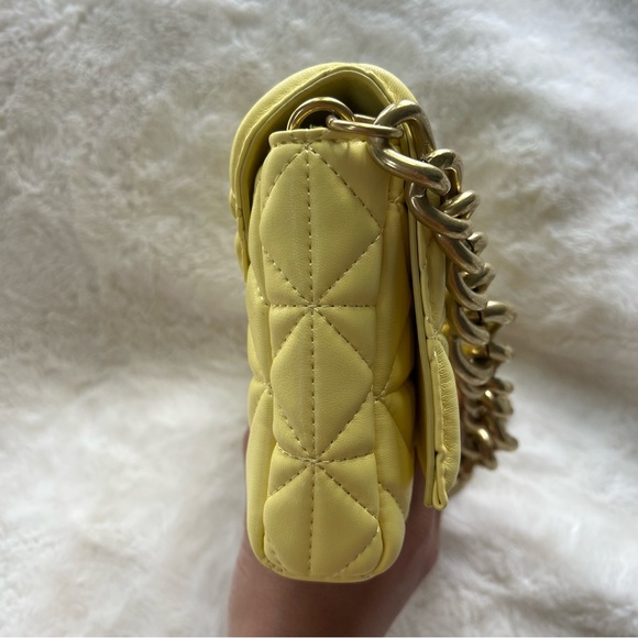 NWOT Yellow Vegan Leather Shoulder Bag - Picture 8 of 8